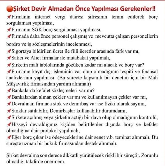Şirket Devrinden Önce Dikkat Edilmesi Gerekenler Nelerdir?